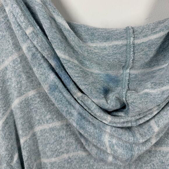Market & Spruce Top Women M Blue White Stripe Light Weight Beach Coastal Hood - Picture 5 of 7